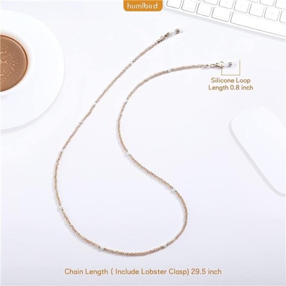 Mask Lanyard Eyeglasses Chain Healing Crystal Beaded Sunglasses Chain with Pearl - Picture 3 of 7